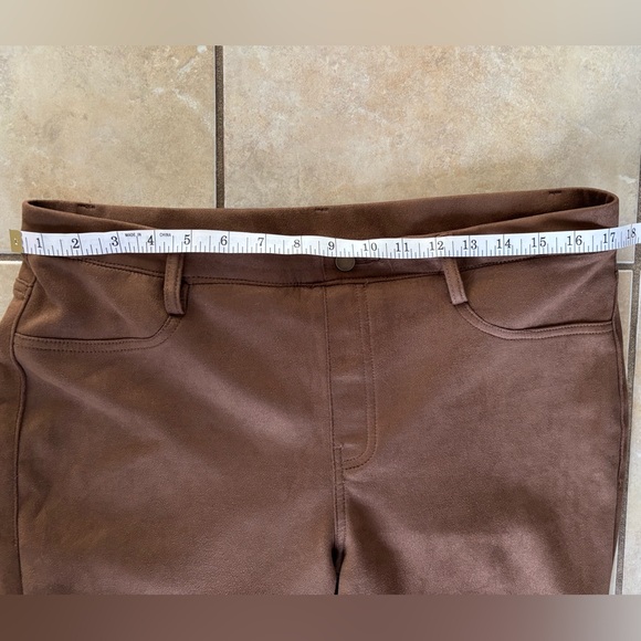 Time and Tru Brown Faux Suede Stretch Pants - Picture 3 of 6